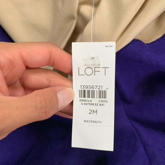 Ann Taylor Loft Pants Womens 2 M Violet Linen Maternity Wide Leg Stretch Tummy - Picture 5 of 11